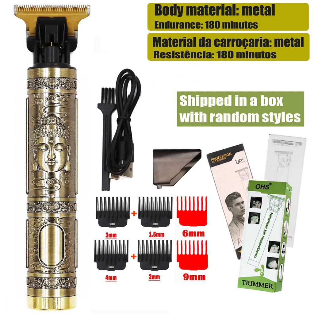 T9 HairClipper Beard Shaving Body Hair Trimmer Clippers Electric Machine Men Haircut Machine 0mm Barber ShaverDragon Carved