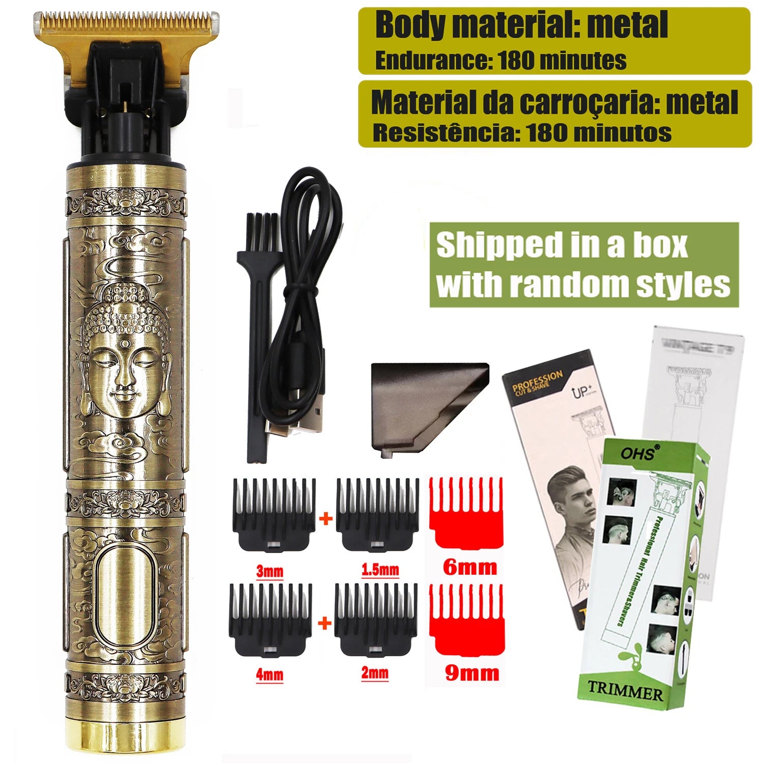 T9 HairClipper Beard Shaving Body Hair Trimmer Clippers Electric Machine Men Haircut Machine 0mm Barber ShaverDragon Carved