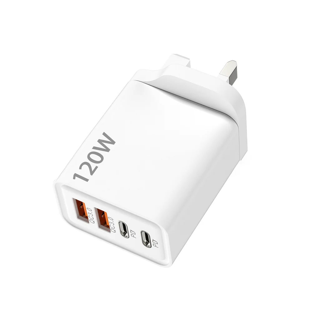 4 Port USB Charger Total 120W Type C Fast Charge Mobile Phone Adapter For iPhone Samsung Xiaomi Huawei Quick Charge Wall Charger
