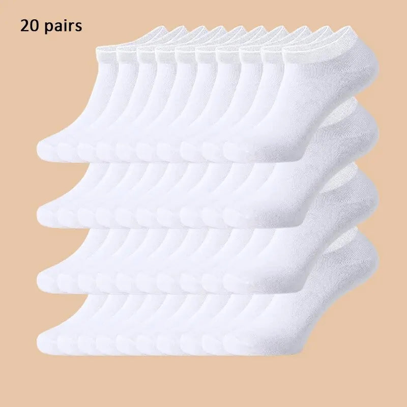 1/5/10 Pairs Comfortable Men's Women's Socks Casual Short Solid Color Spring Summer Boat Sock Fashionable Round Neck Ankle Socks