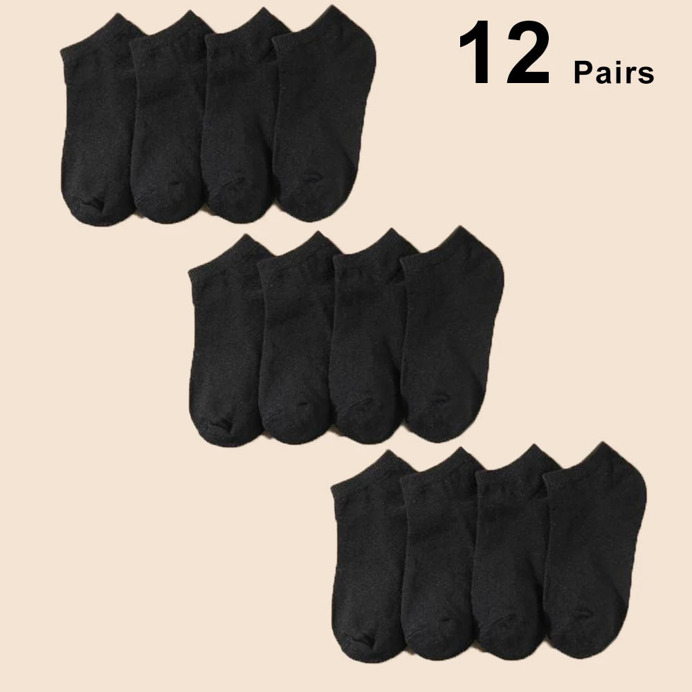 1/5/10 Pairs Comfortable Men's Women's Socks Casual Short Solid Color Spring Summer Boat Sock Fashionable Round Neck Ankle Socks