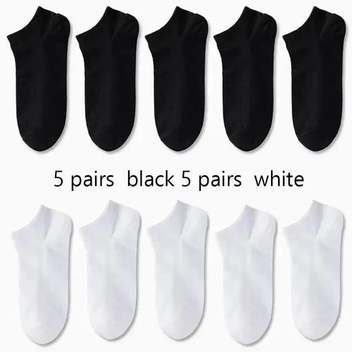 1/5/10 Pairs Comfortable Men's Women's Socks Casual Short Solid Color Spring Summer Boat Sock Fashionable Round Neck Ankle Socks